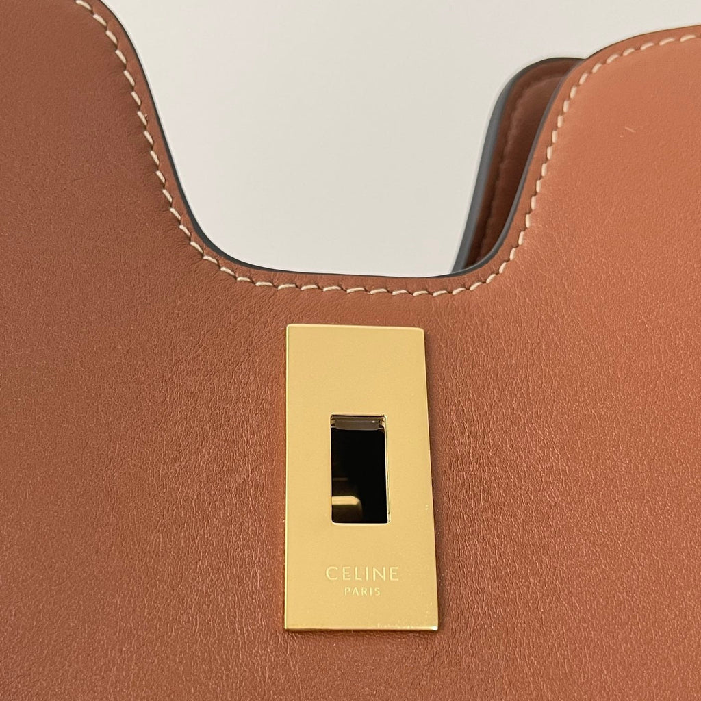 CELINE CABAS TRIOMPHE 37 CINNAMON BROWN IN SMOOTH CALFSKIN