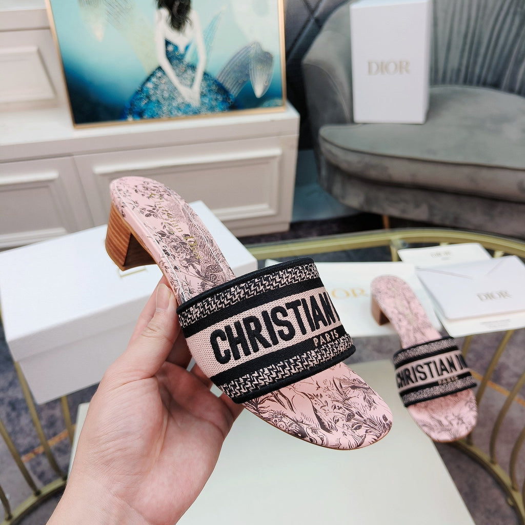 DIOR CD Mule Dway Heeled Slide 45mm Style 12