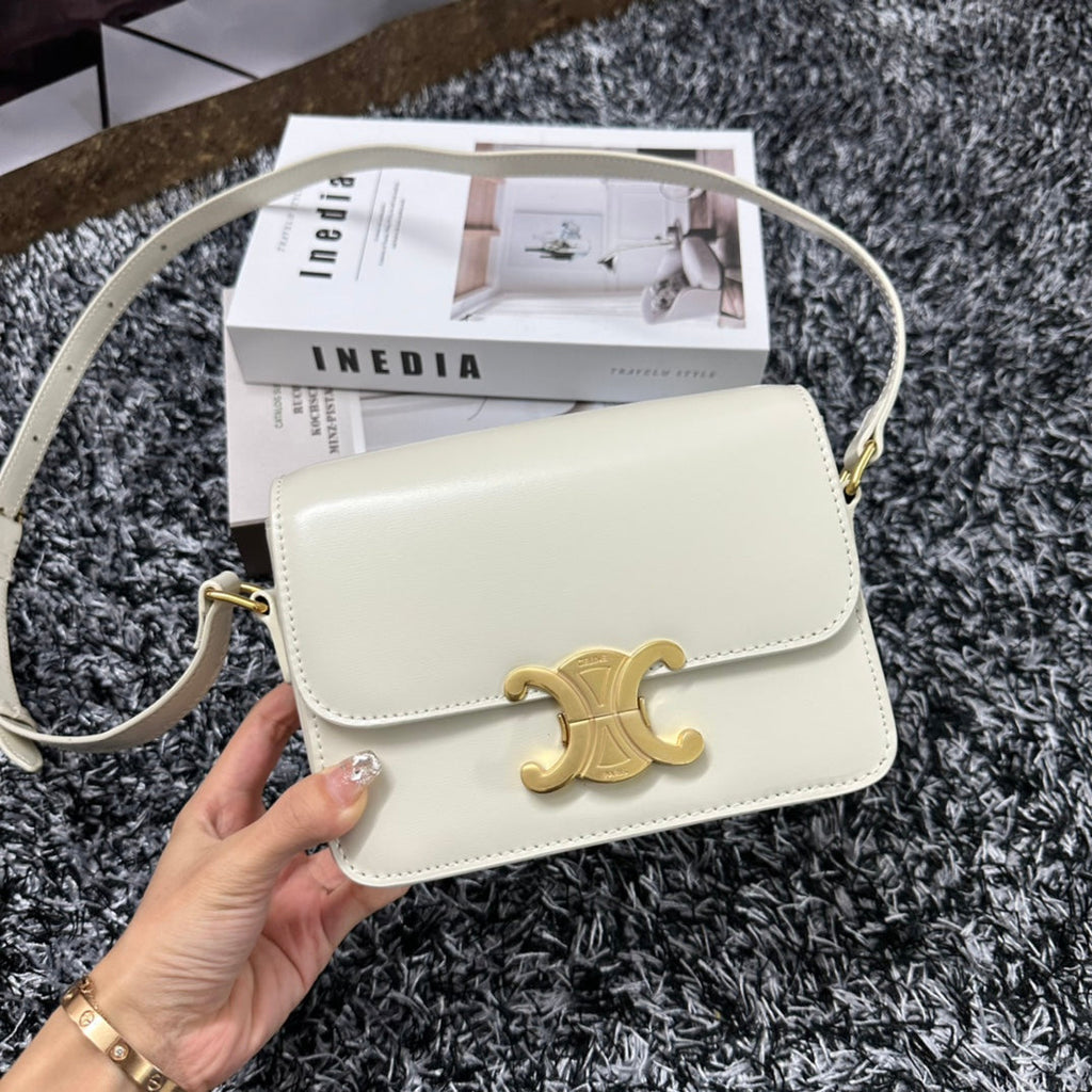 CELINE TRIOMPHE TEEN 18 WHITE COWHIDE LEATHER