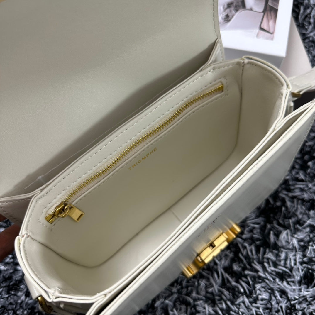 CELINE TRIOMPHE TEEN 18 WHITE COWHIDE LEATHER