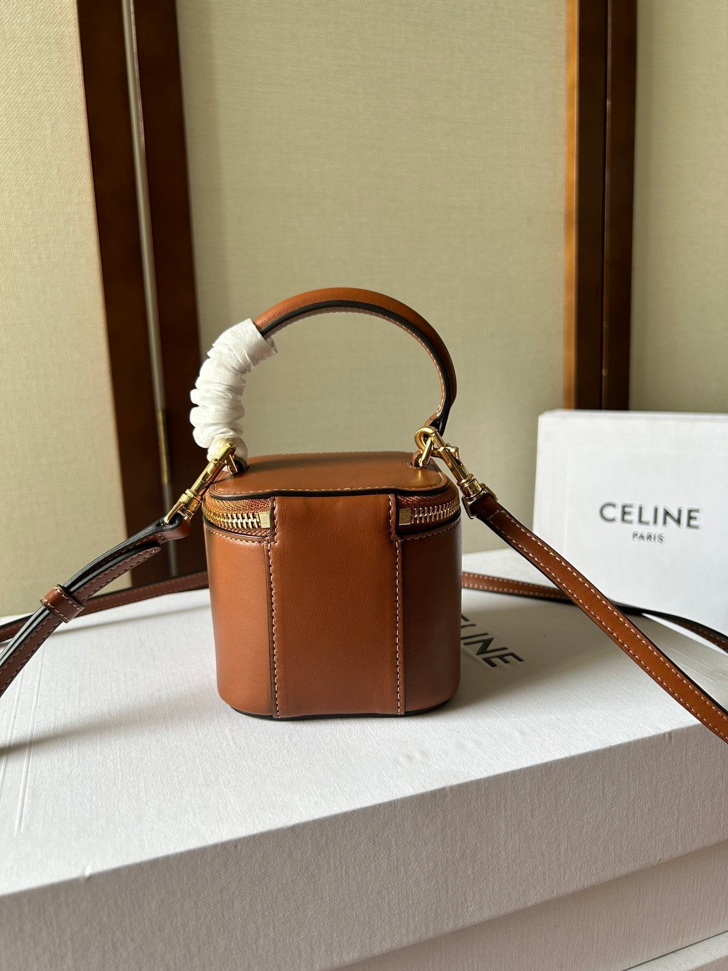 CELINE MINI VANITY CASE CUIR TRIOMPHE 9 IN BRONZE BROWN SMOOTH CALFSKIN