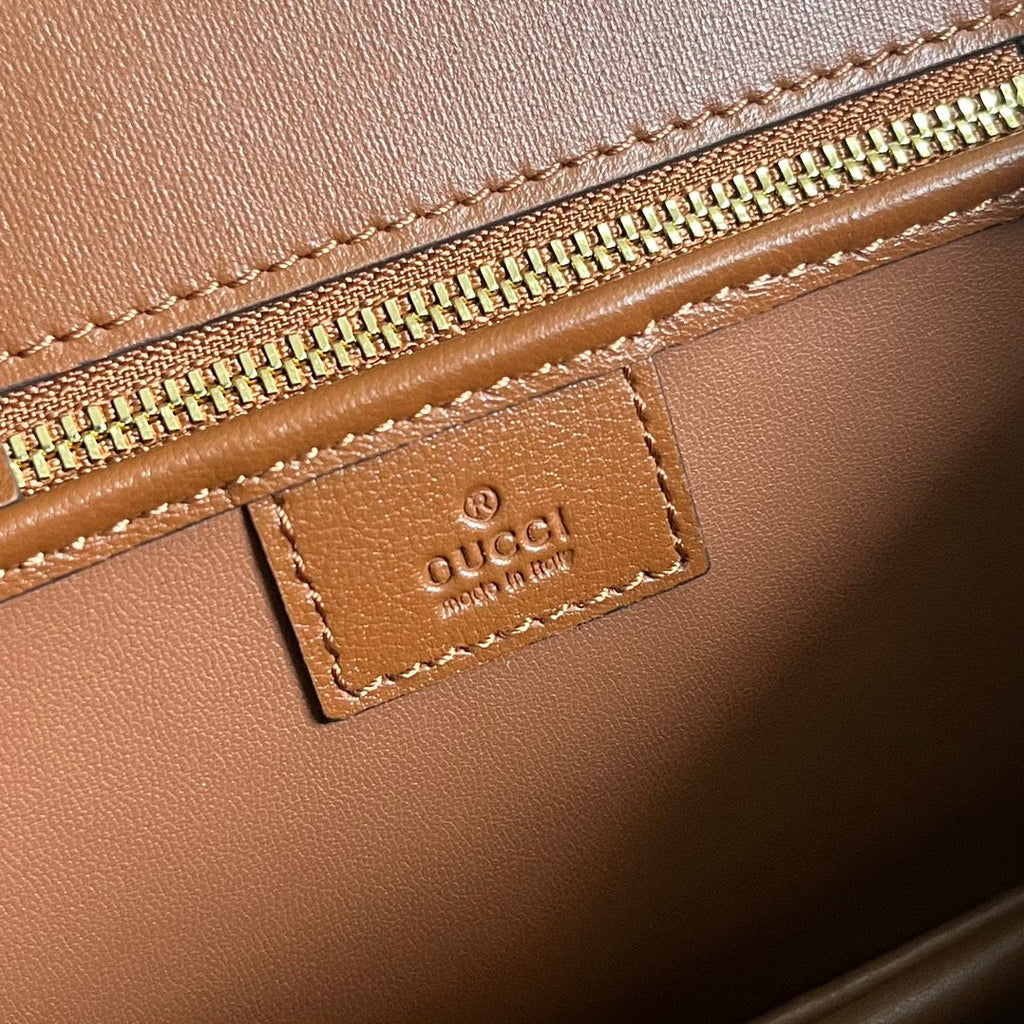 GUCCI BLONDIE 23 TOP-HANDLE BAG CINNAMON BROWN CALFSKIN