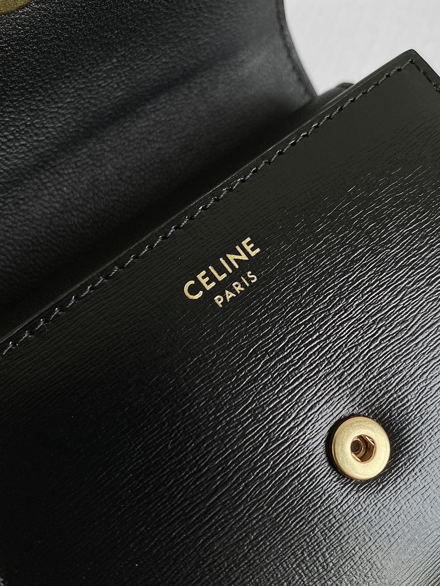 CELINE TRIPHOME 10 TRIFOLD WALLET CALFSKIN BLACK