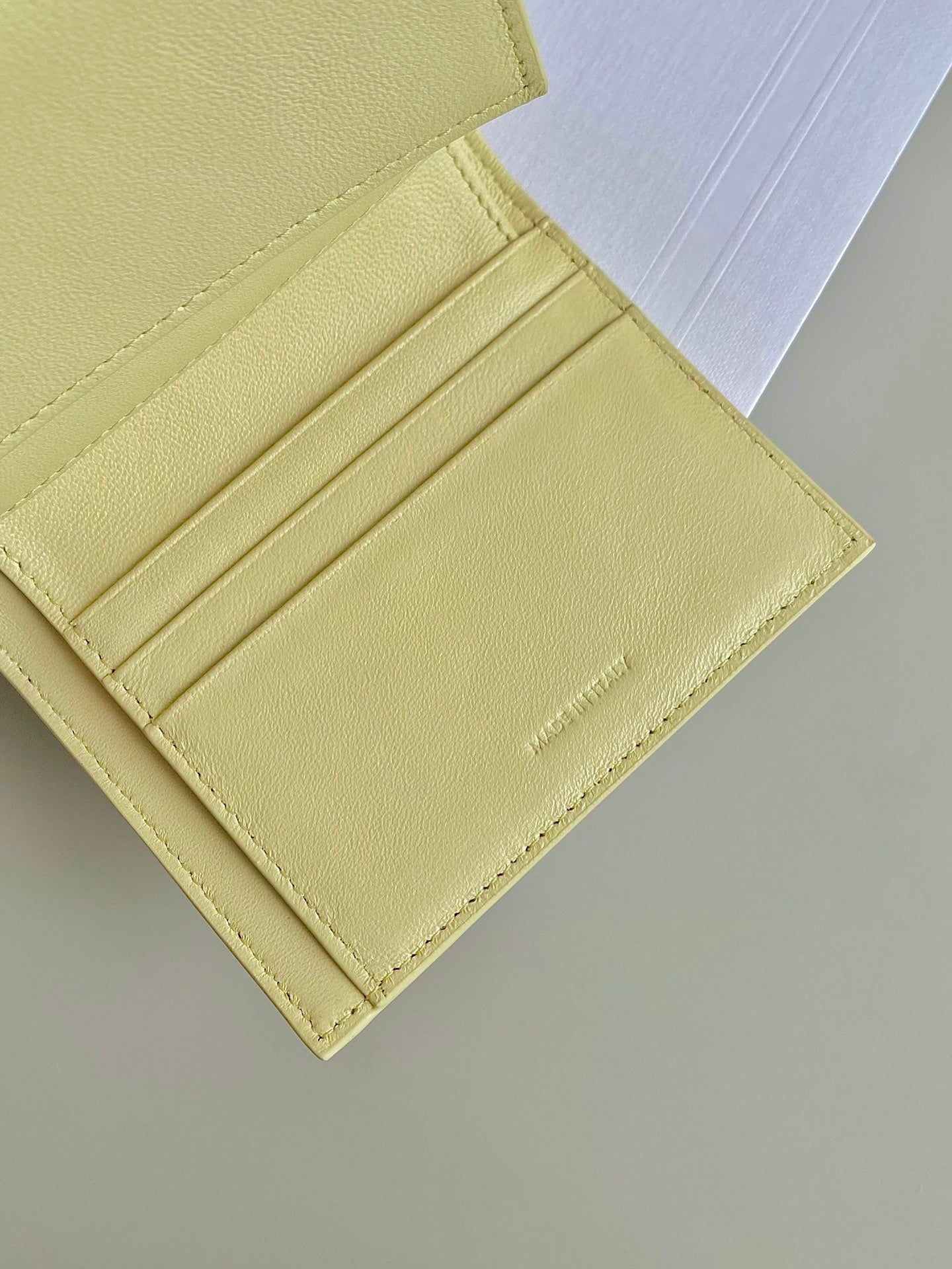 CELINE TRIPHOME 10 TRIFOLD WALLET CALFSKIN YELLOW PASTEL