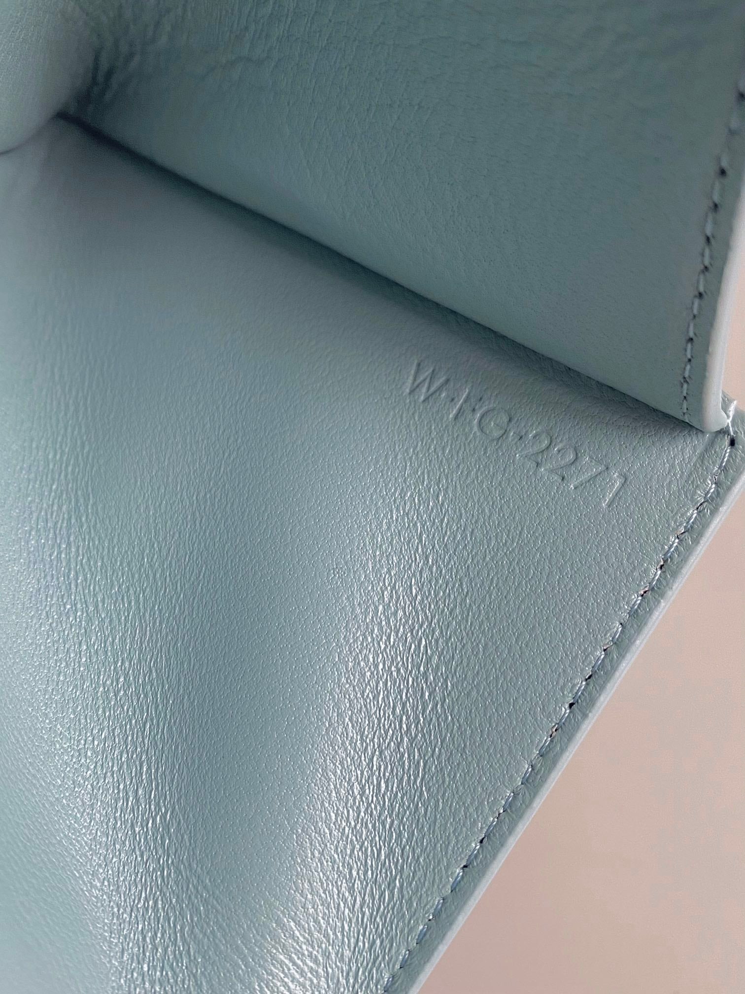CELINE TRIOMPHE 9 WALLET TWO-IN-ONE GLACIER BLUE CALFSKIN