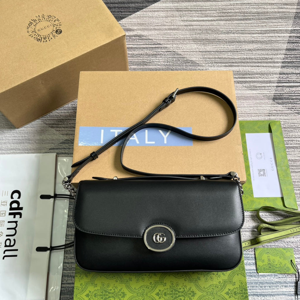 GUCCI SMALL 27 HANDBAG IN BLACK CALFSKIN