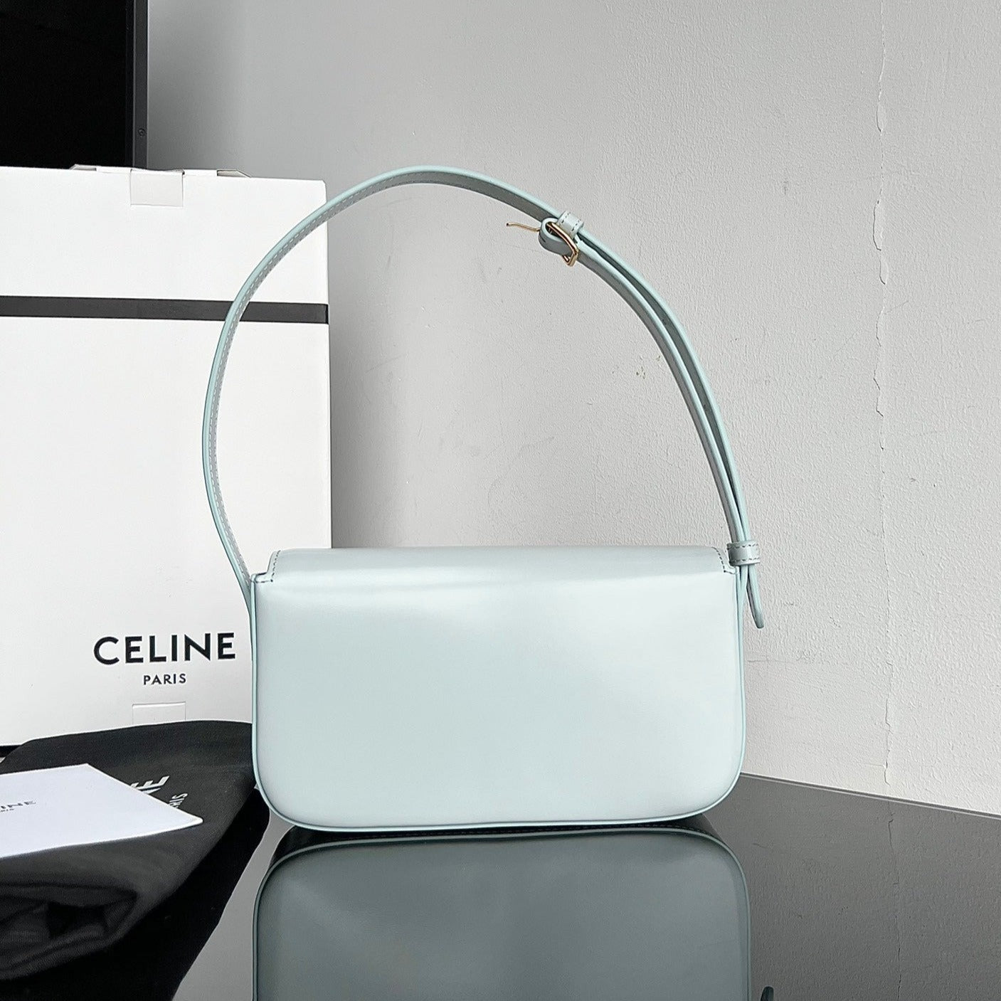 CELINE TRIOMPHE 20 BLUE PASTEL CALFSKIN