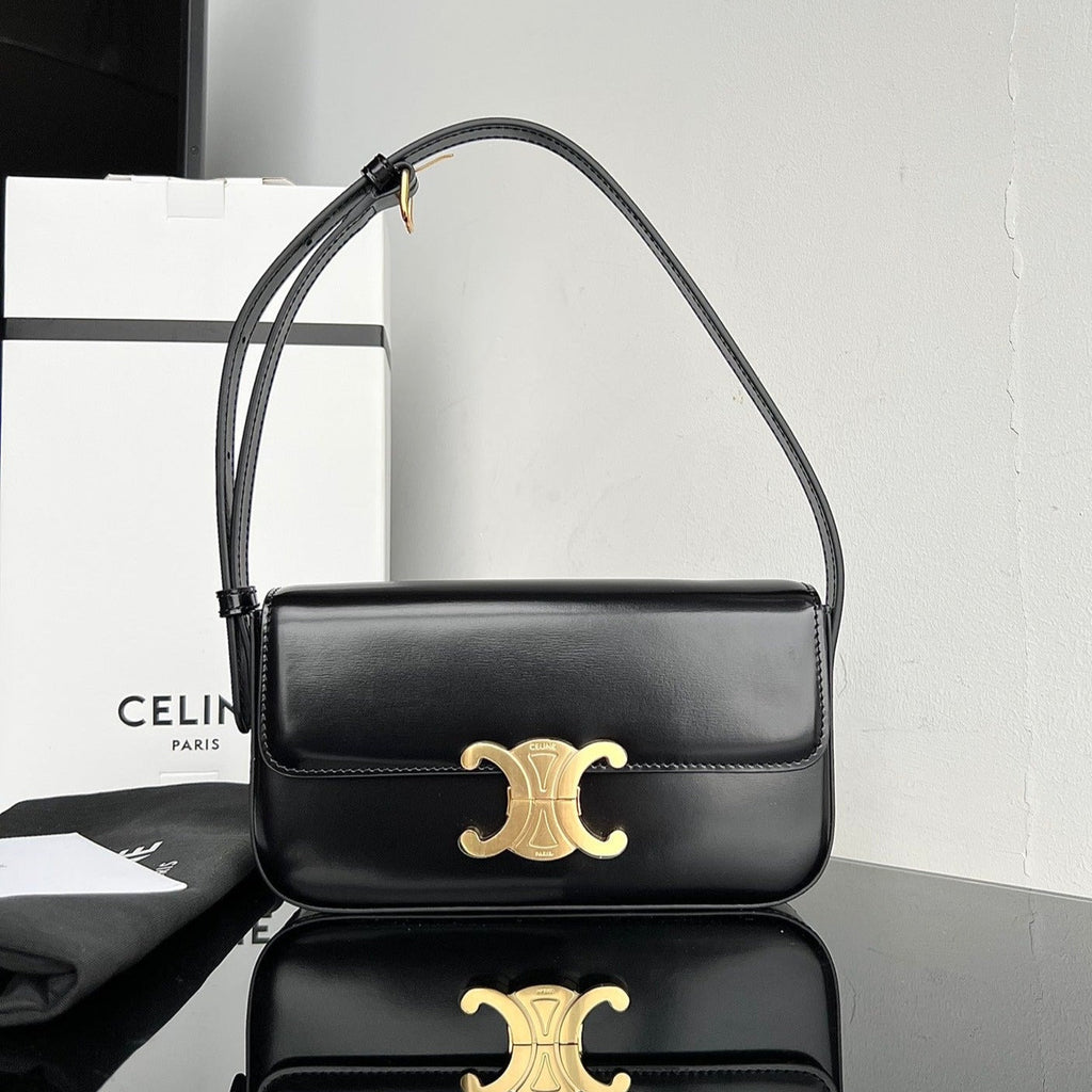 CELINE TRIOMPHE 20 BLACK CALFSKIN