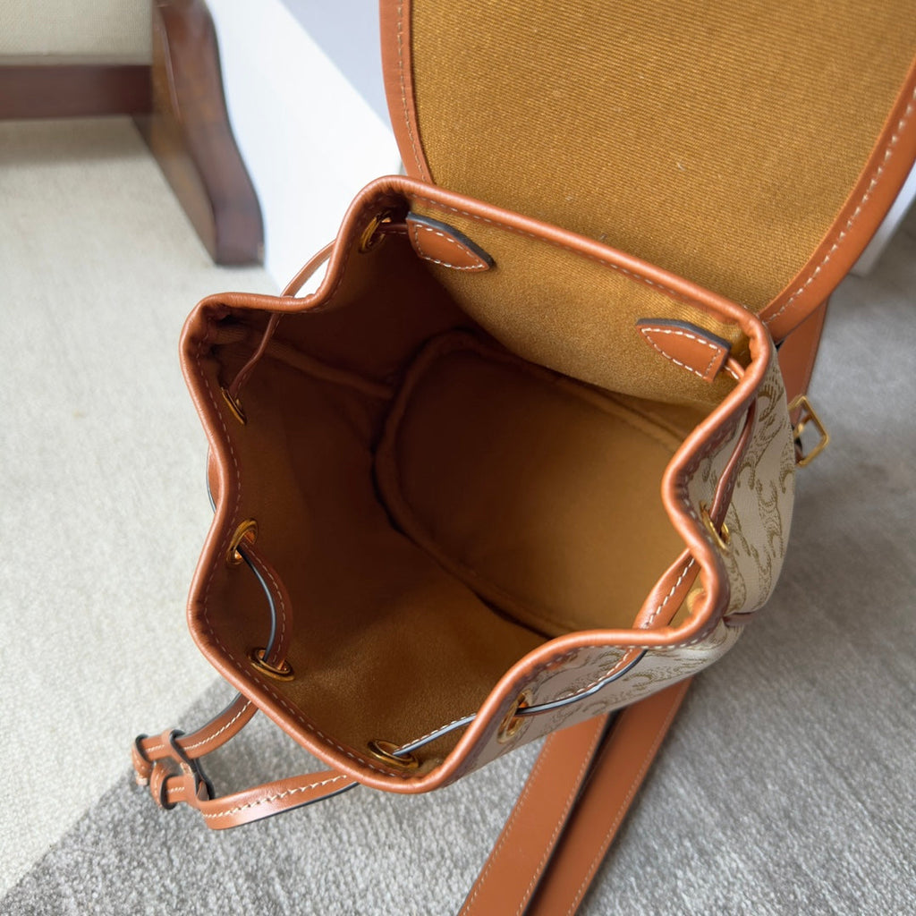 CELINE SMALL FOLCO BACKPACK 20 IN WHITE TRIOMPHE CANVAS