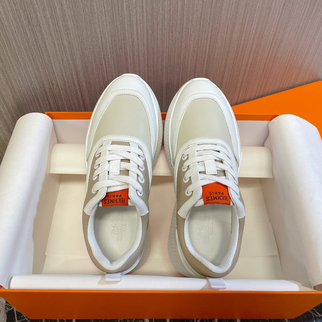HERMES GIGA SNEAKER BEIGE MIX WHITE CALFSKIN