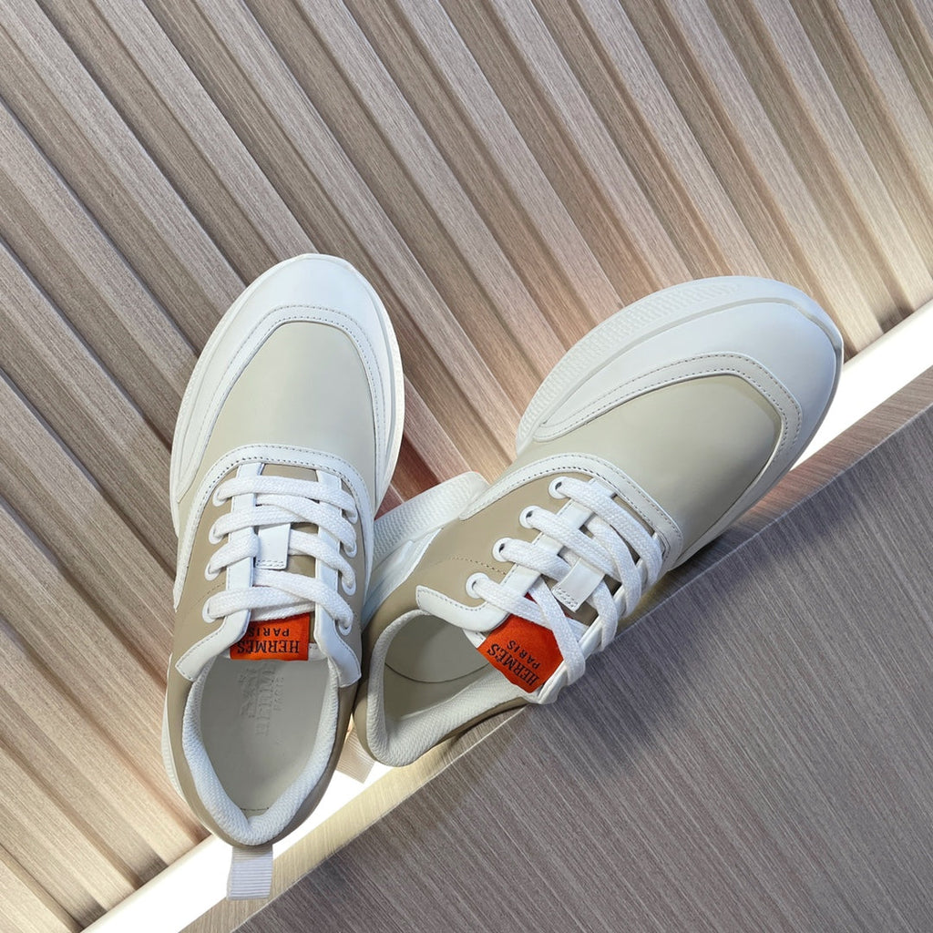 HERMES GIGA SNEAKER BEIGE MIX WHITE CALFSKIN