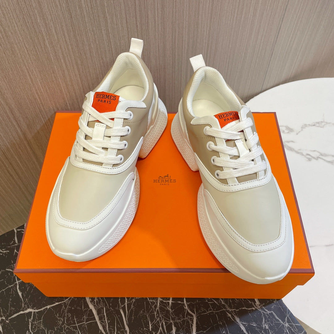 HERMES GIGA SNEAKER BEIGE MIX WHITE CALFSKIN