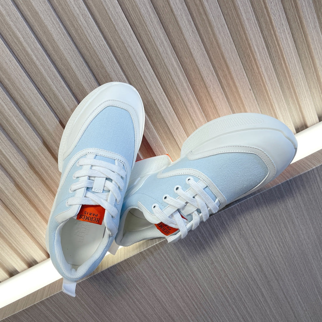 HERMES GIGA SNEAKER BLUE PASTEL MIX WHITE CALFSKIN