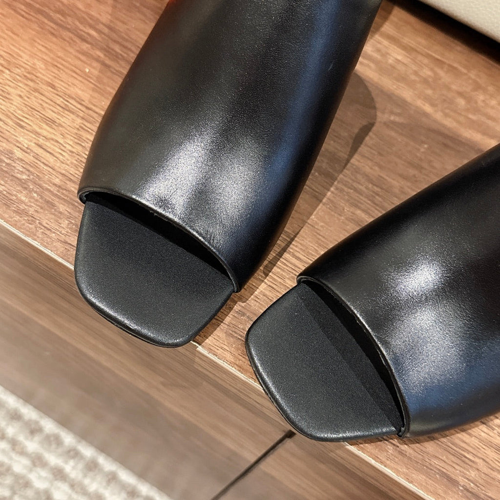 HERMES GLAM MULE 60 BLACK LAMBSKIN