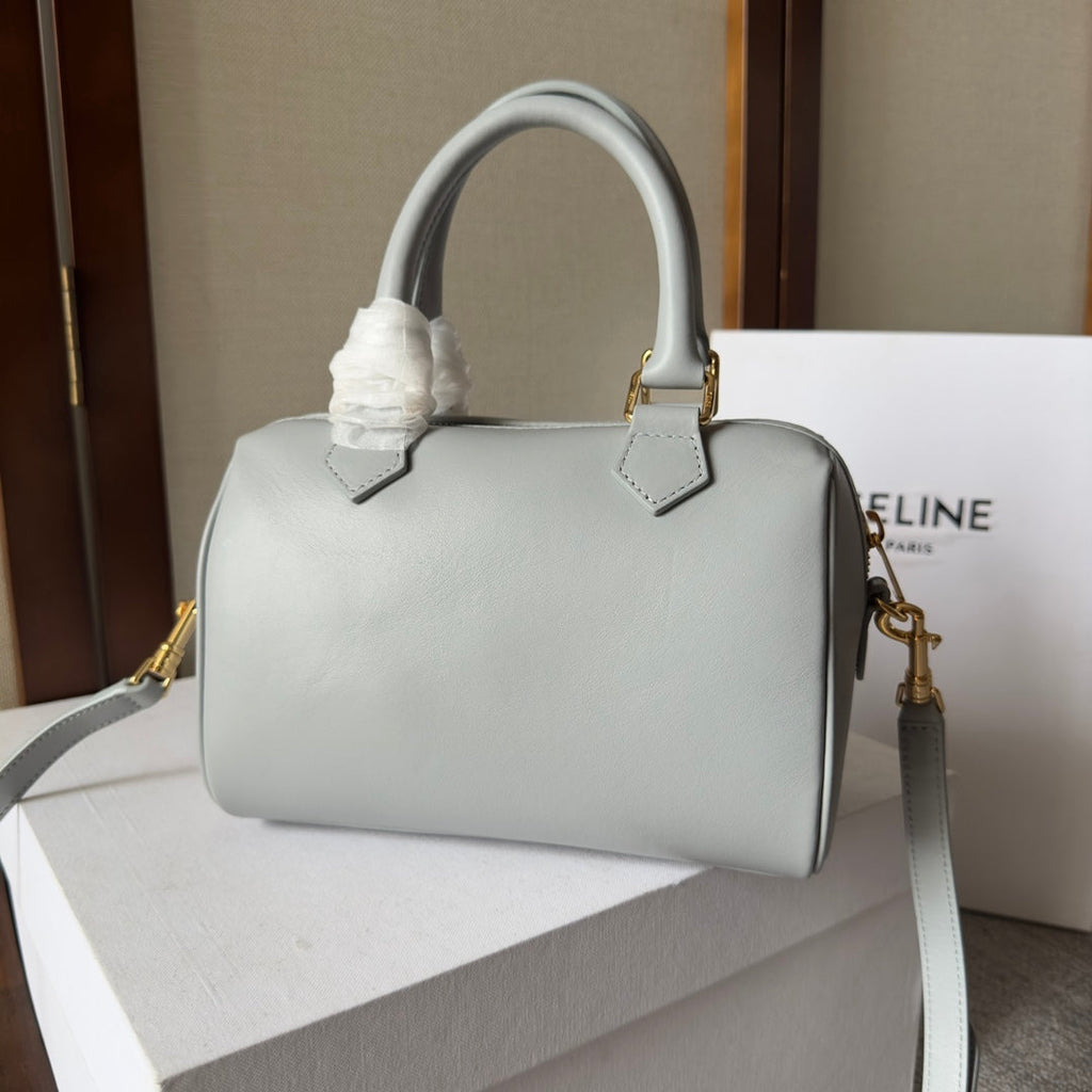 CELINE EMBOSSED  TOP HANDLE BAG 20 IN GREY CALFSKIN
