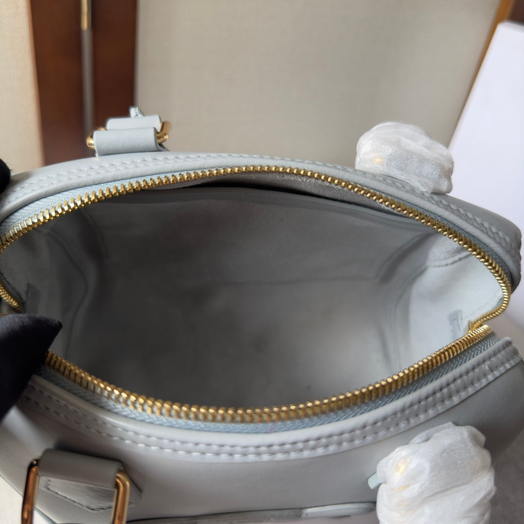 CELINE EMBOSSED  TOP HANDLE BAG 20 IN GREY CALFSKIN