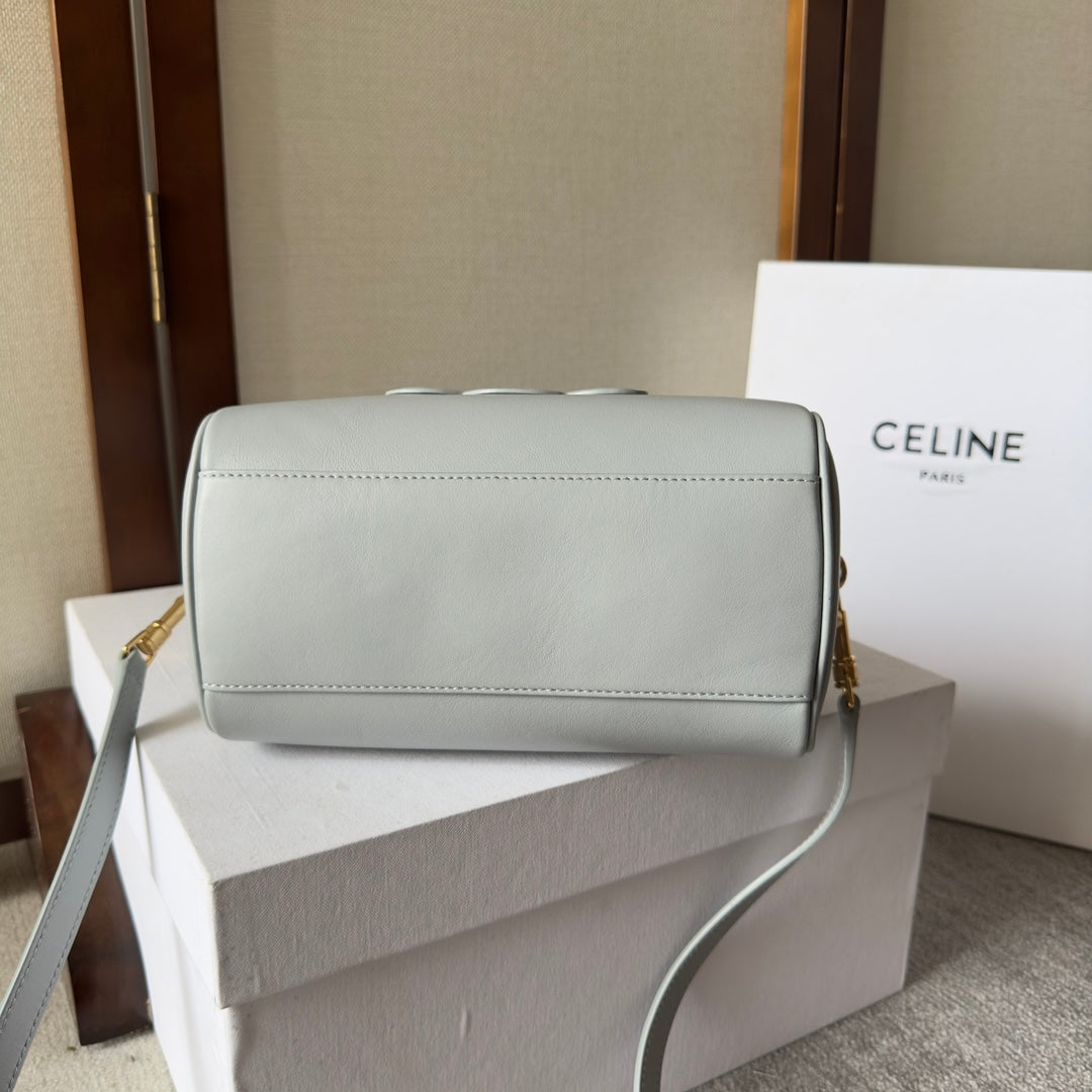 CELINE EMBOSSED  TOP HANDLE BAG 20 IN GREY CALFSKIN