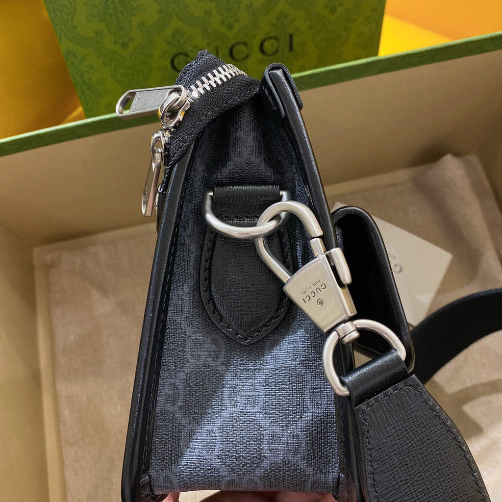 GUCCI SMALL 21 CROSSBODY BAG WITH TAG IN BLACK CANVAS