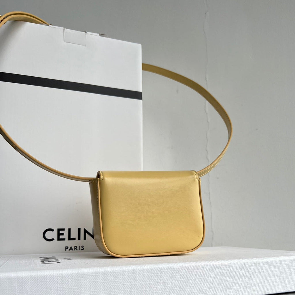 CELINE Triomphe 11 Bright Yellow Shiny Calfskin Handbag
