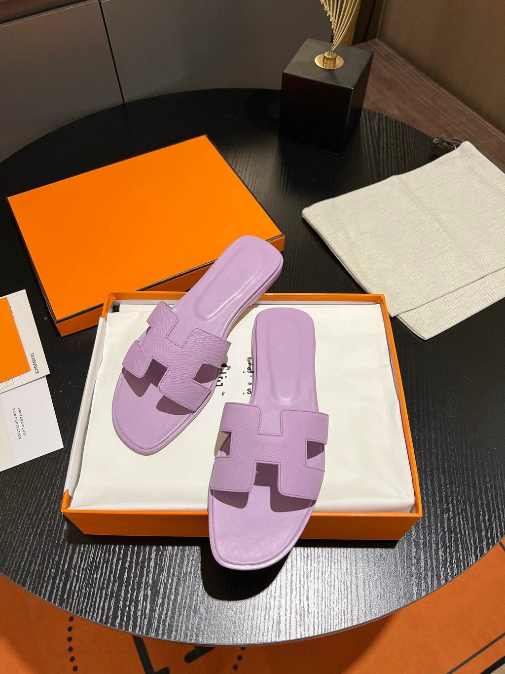 HERMES 0RAN SANDAL Leather Lavender