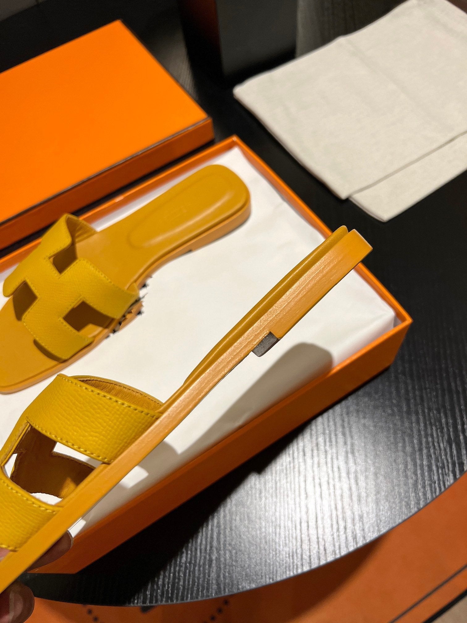 HERMES 0RAN SANDAL Leather Medallion