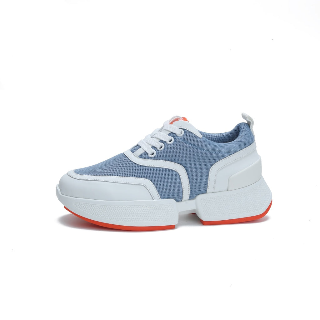 HERMES GIGA SNEAKER IN AEGEAN BLUE STITCHED MESH AND WHITE CALFSKIN