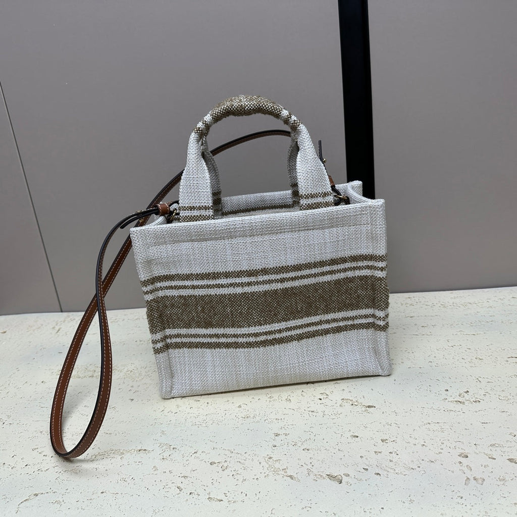 CELINE CABAS THAIS 26 CALFSKIN JACQUARD TOBACCO / TAN