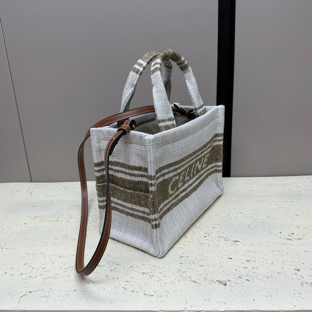 CELINE CABAS THAIS 26 CALFSKIN JACQUARD TOBACCO / TAN