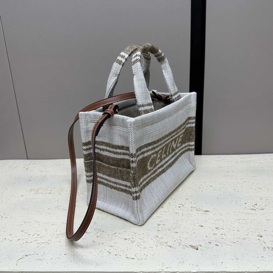 CELINE CABAS THAIS 26 CALFSKIN JACQUARD TOBACCO / TAN