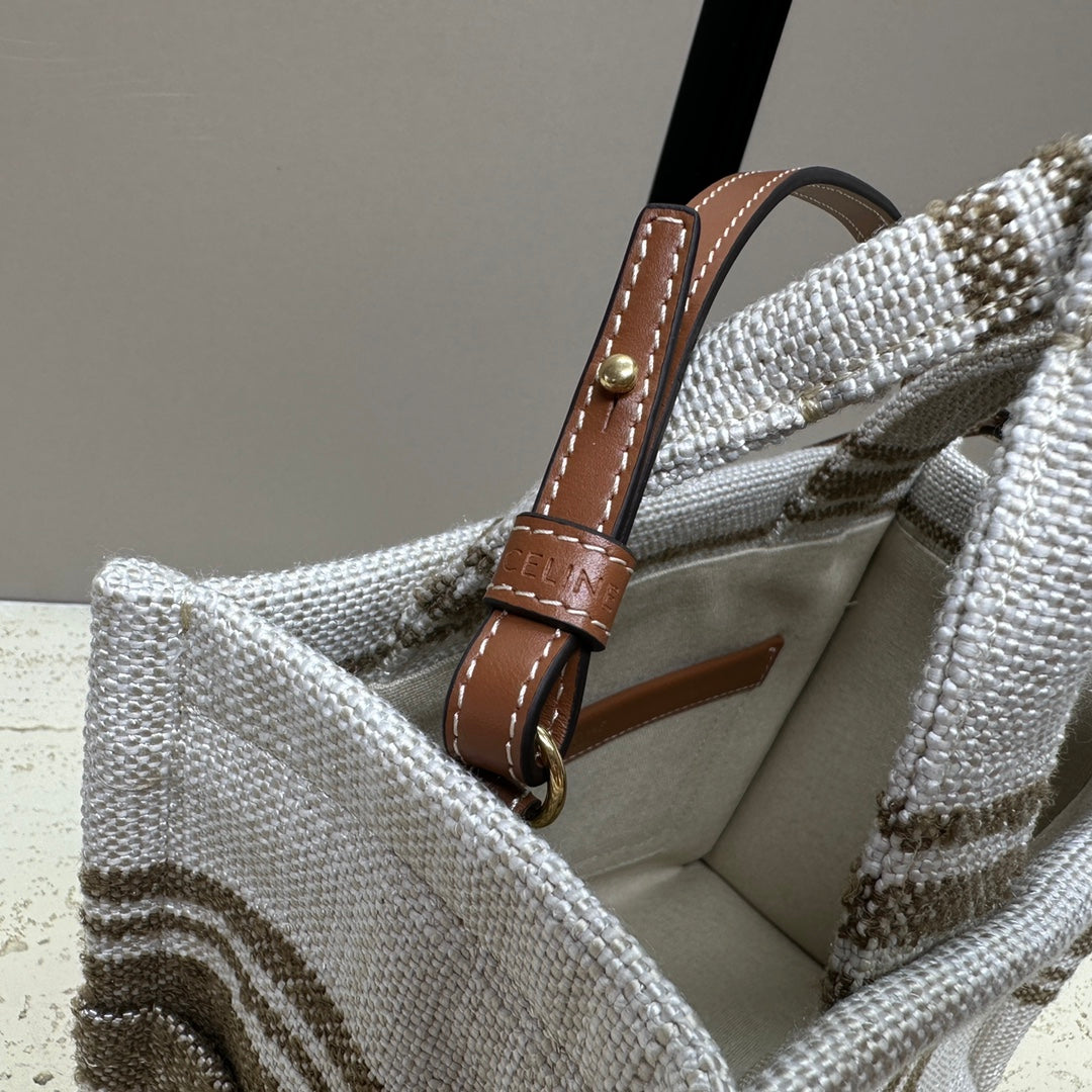 CELINE CABAS THAIS 26 CALFSKIN JACQUARD TOBACCO / TAN