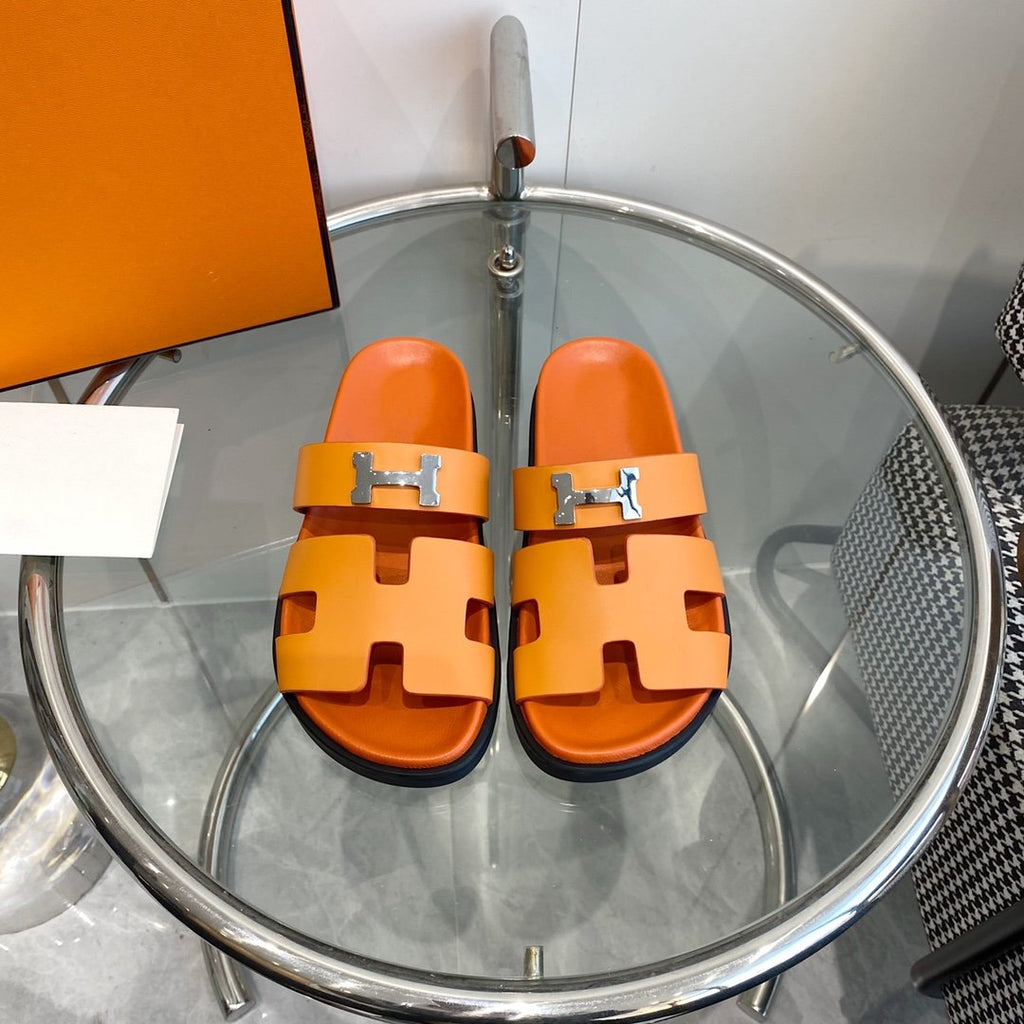 HERMES Chypre Sandal Orange Leather