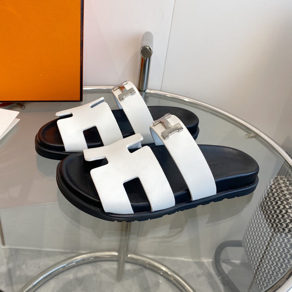 HERMES Chypre Sandal White Leather