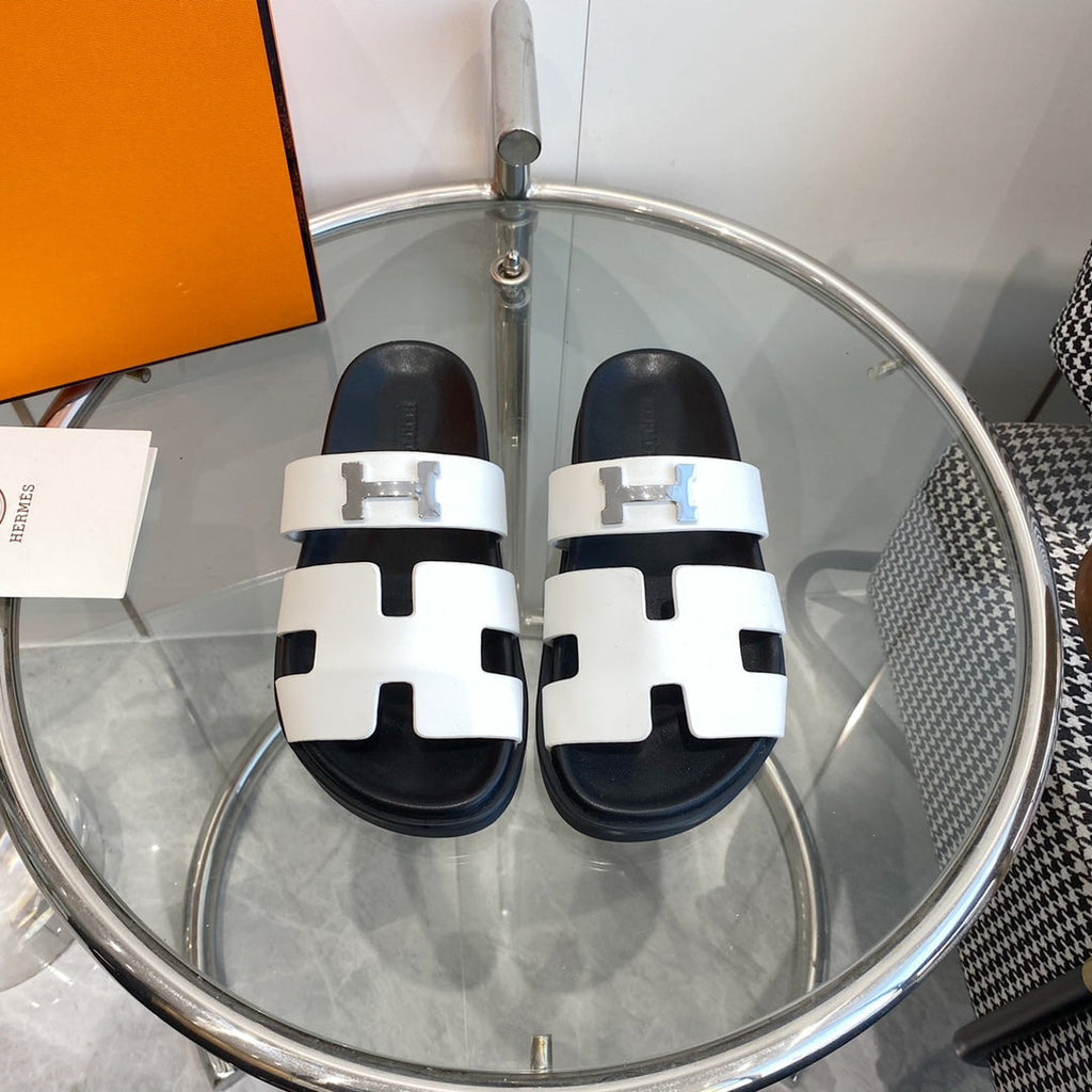 HERMES Chypre Sandal White Leather