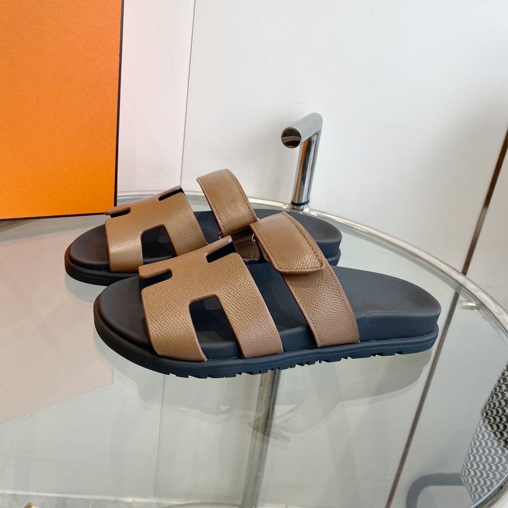 HERMES CHYPRE EPSOM Sandal brown Leather