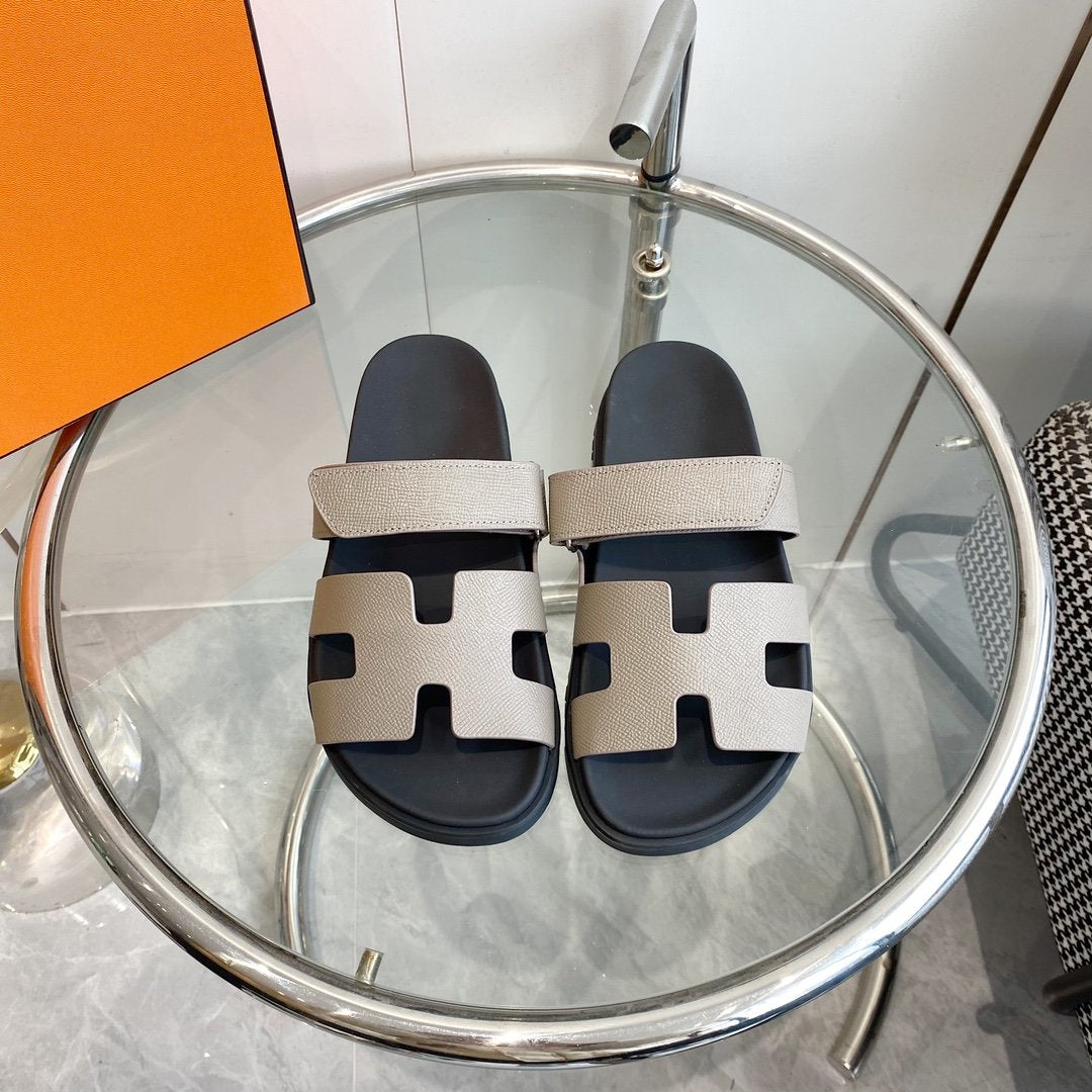 HERMES CHYPRE EPSOM Sandal gray Leather