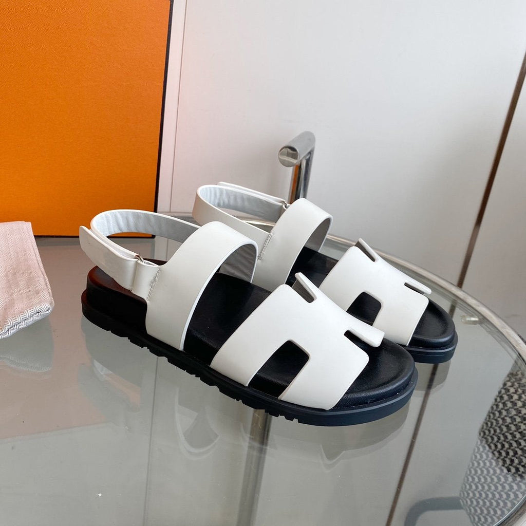 HERMES Genius Sandal White Leather