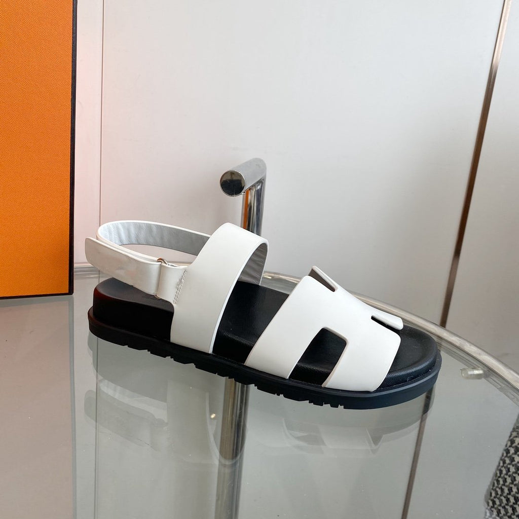 HERMES Genius Sandal White Leather