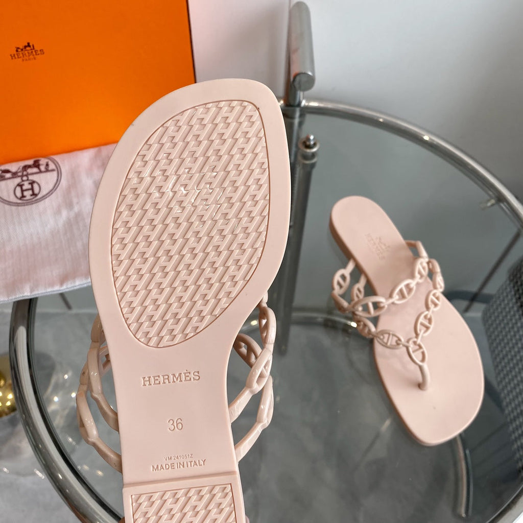 HERMES ISLAND SANDAL CHAMPAGNE PVC WATERPROOF