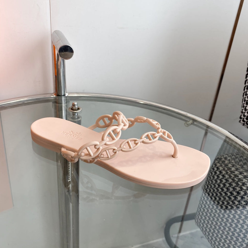 HERMES ISLAND SANDAL CHAMPAGNE PVC WATERPROOF