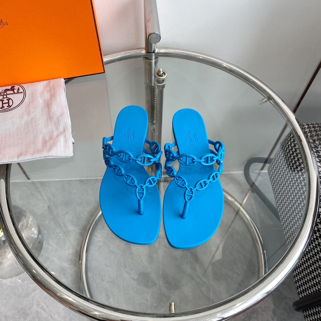 HERMES ISLAND SANDAL VIVID SKY BLUE PVC WATERPROOF