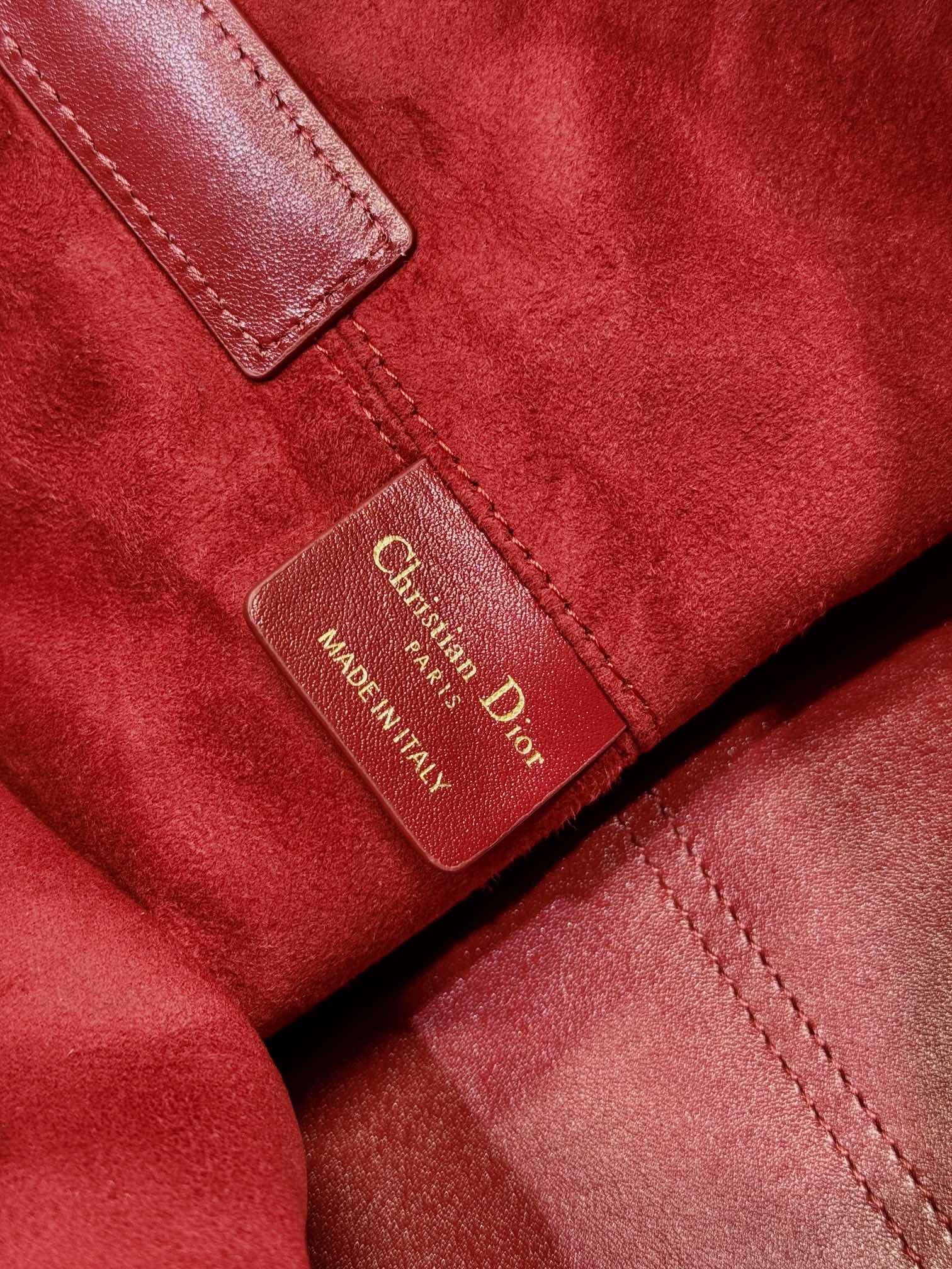 DIOR SMALL 28 TOUJOURS BAG IN RUBY RED MACROCANNAGE LAMBSKIN
