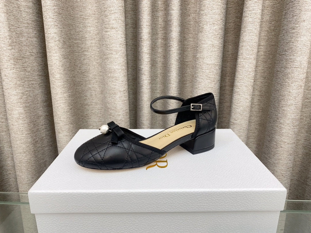 DIOR PEARL MARY JANE PUMP IN BLACK LAMBSKIN 30 MM