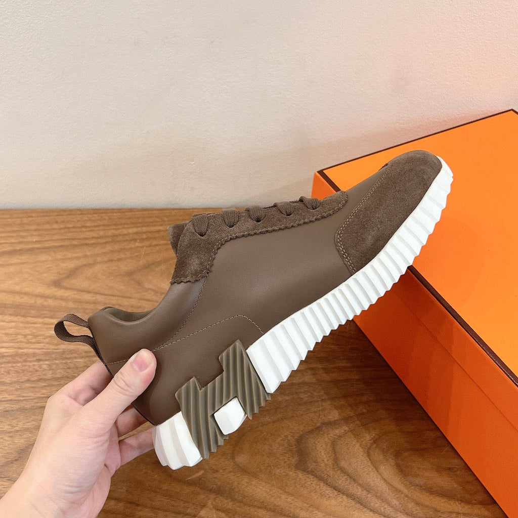 HERMES BOUNCING SNEAKER IN BROWN CALFSKIN MIX SUEDE