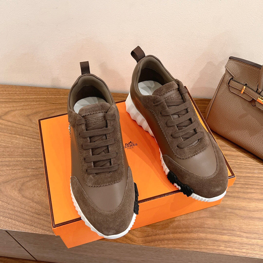 HERMES BOUNCING SNEAKER IN BROWN CALFSKIN MIX SUEDE