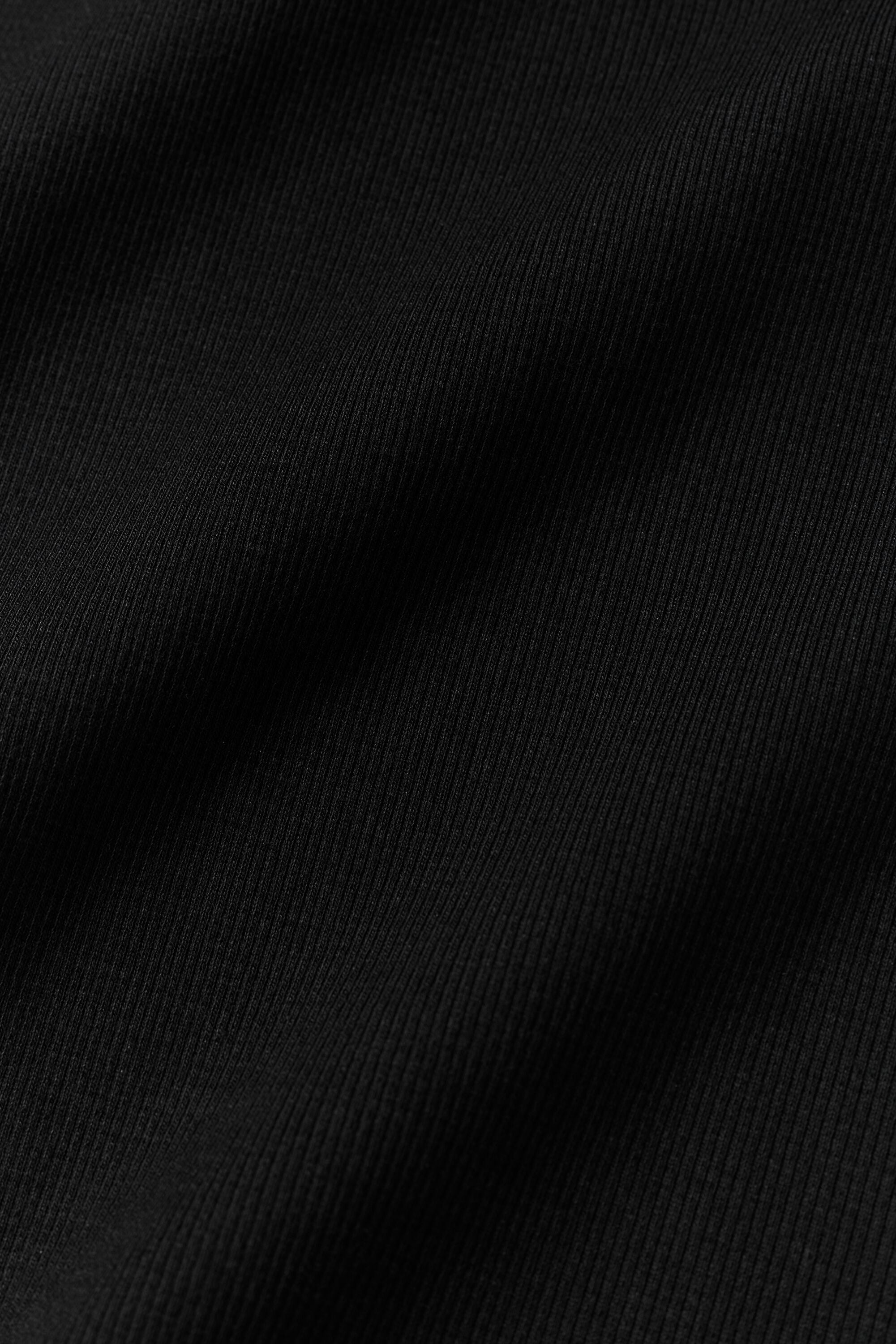 Women's Seamless Modal Ribbed Cropped Short Sleeve Top - Soft Yoga Crop Tee in Black