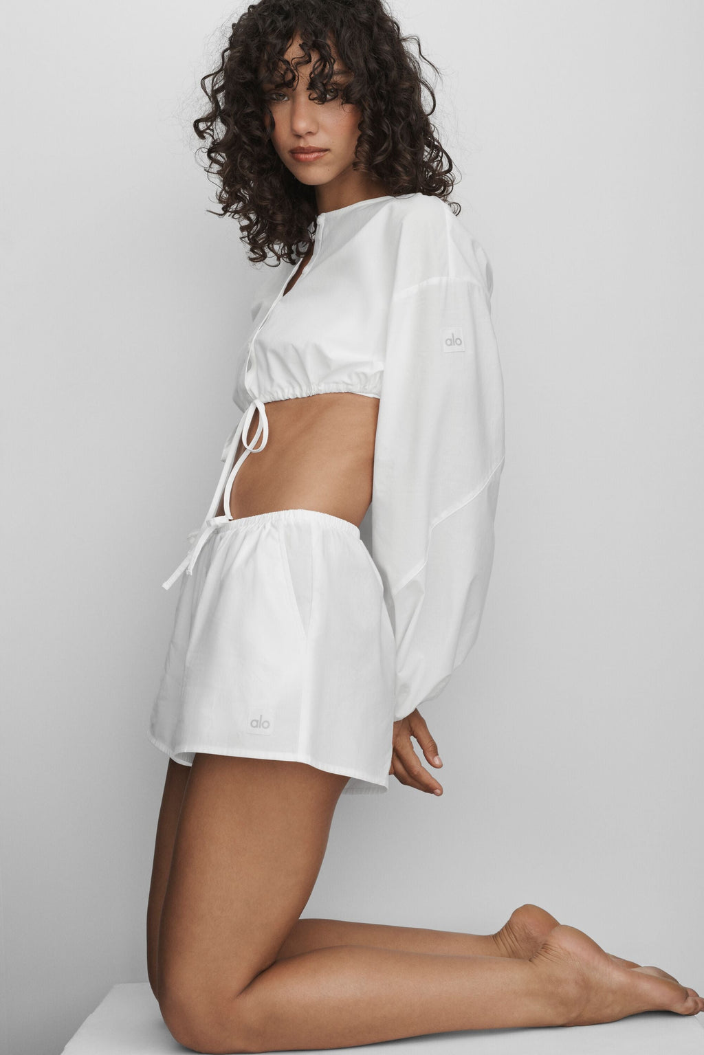 Women's Cotton High-Waist Yoga Shorts - Squat-Proof Athletic Short in White