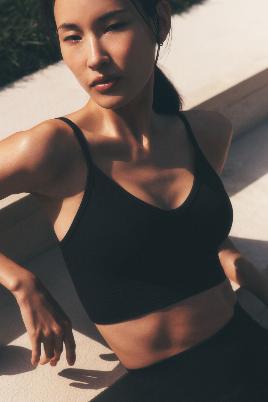 Women's Seamless Modal Ribbed Bralette - Wireless Soft Yoga Bra in Black
