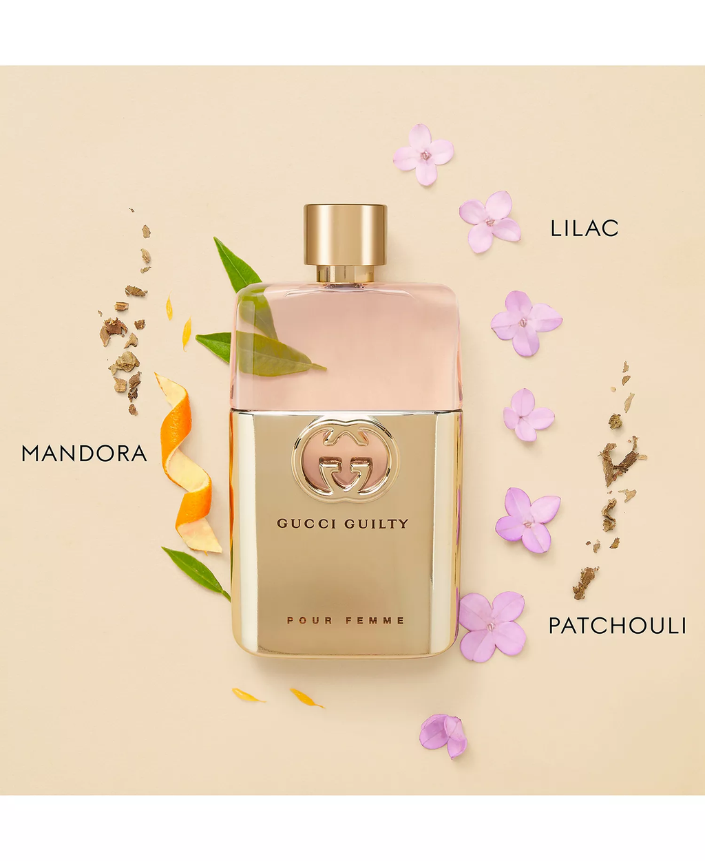 Guilty Pour Femme Eau de Parfum — Mandora Lilac & Patchouli Fresh Floral Women’s Luxury Fragrance | Rose Gold Dual-Tone Bottle 90ml