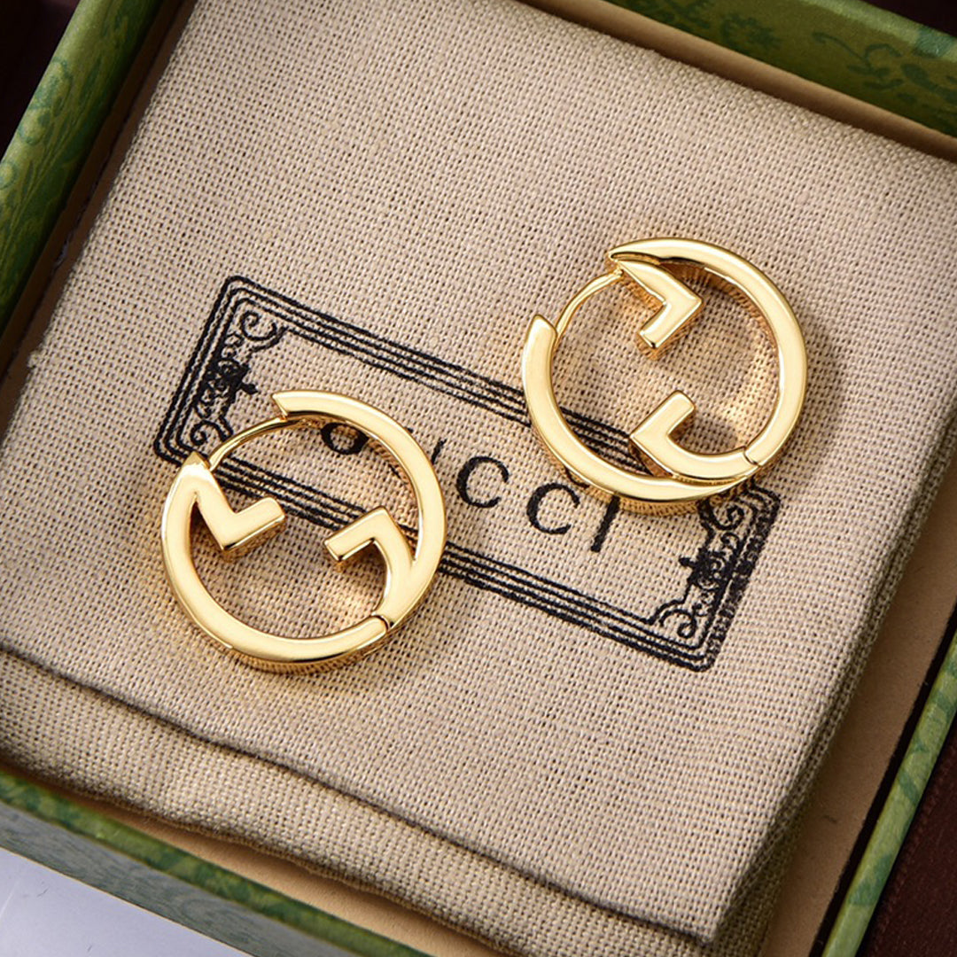 18K Double Gucci Hollow Earrings