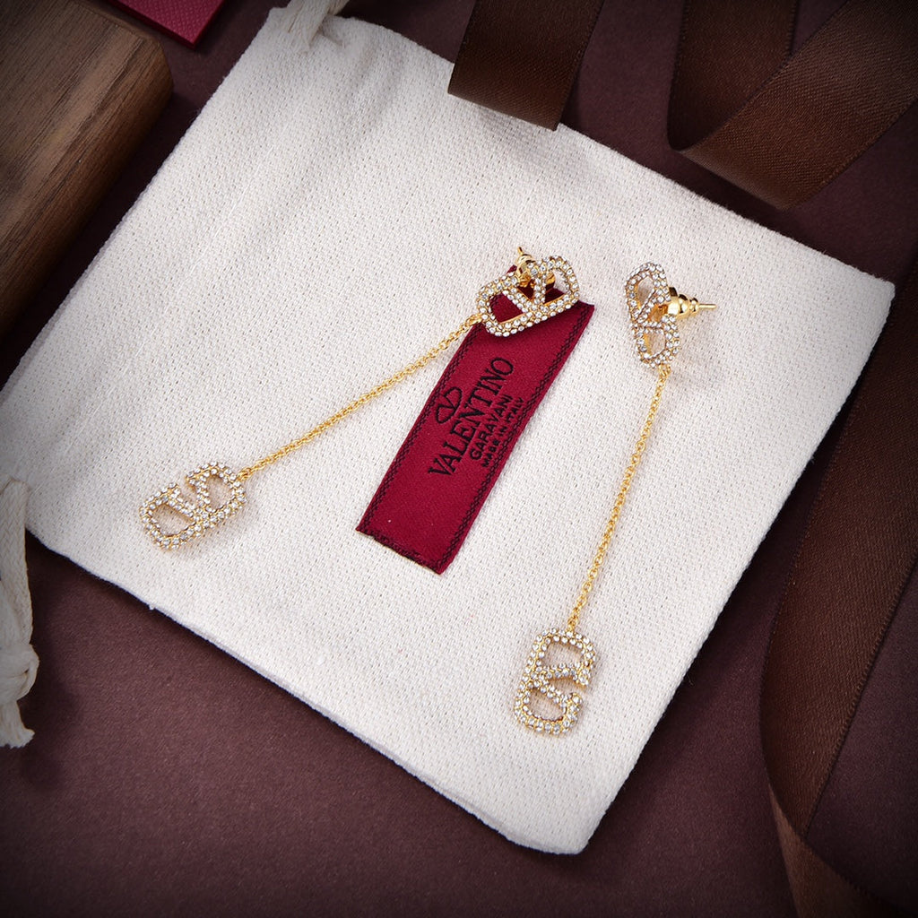 18K Valentino Crystal Valentino Signature Earrings